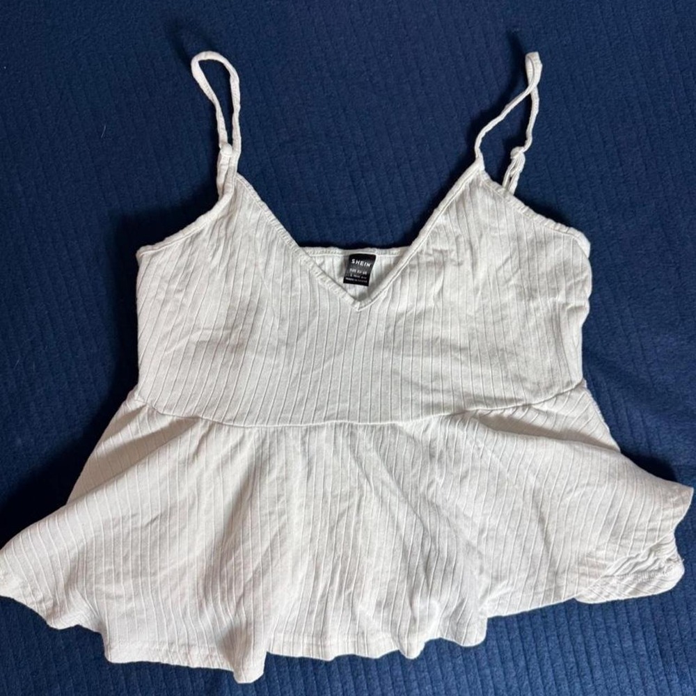 white ribbed tank peplum